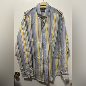 Ralph Lauren Blue and Yellow Striped Men's Shirt